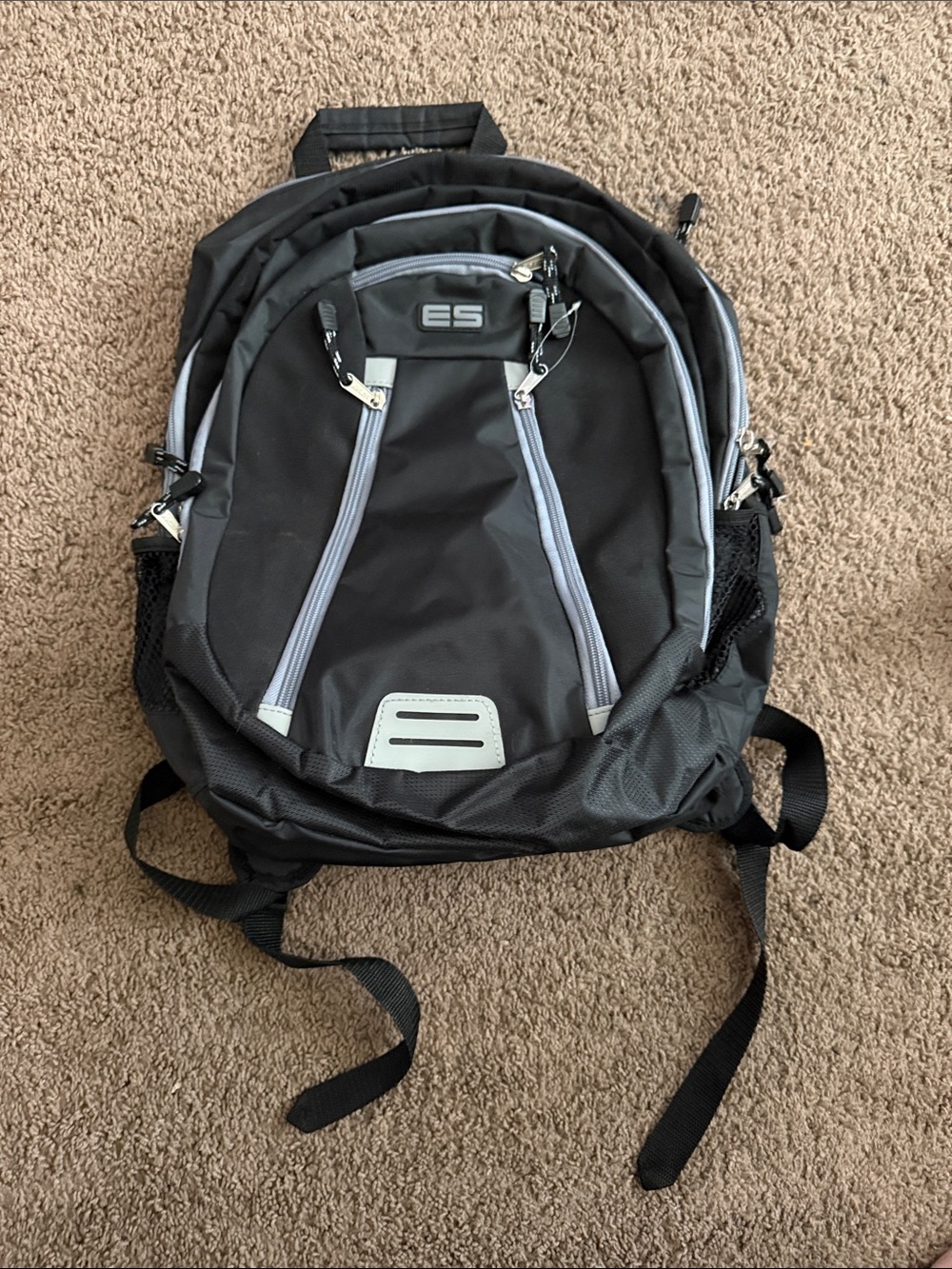 Eastsport ES Backpack Black Gray Multi-Compartment School Laptop Travel Book Bag